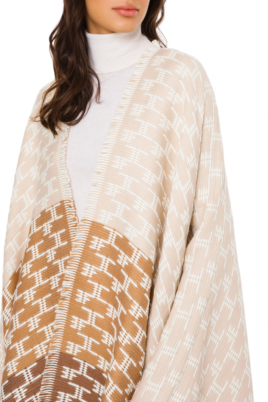 Jacquard Cape With Horsebit Logo - Elisabetta Franchi® Outlet