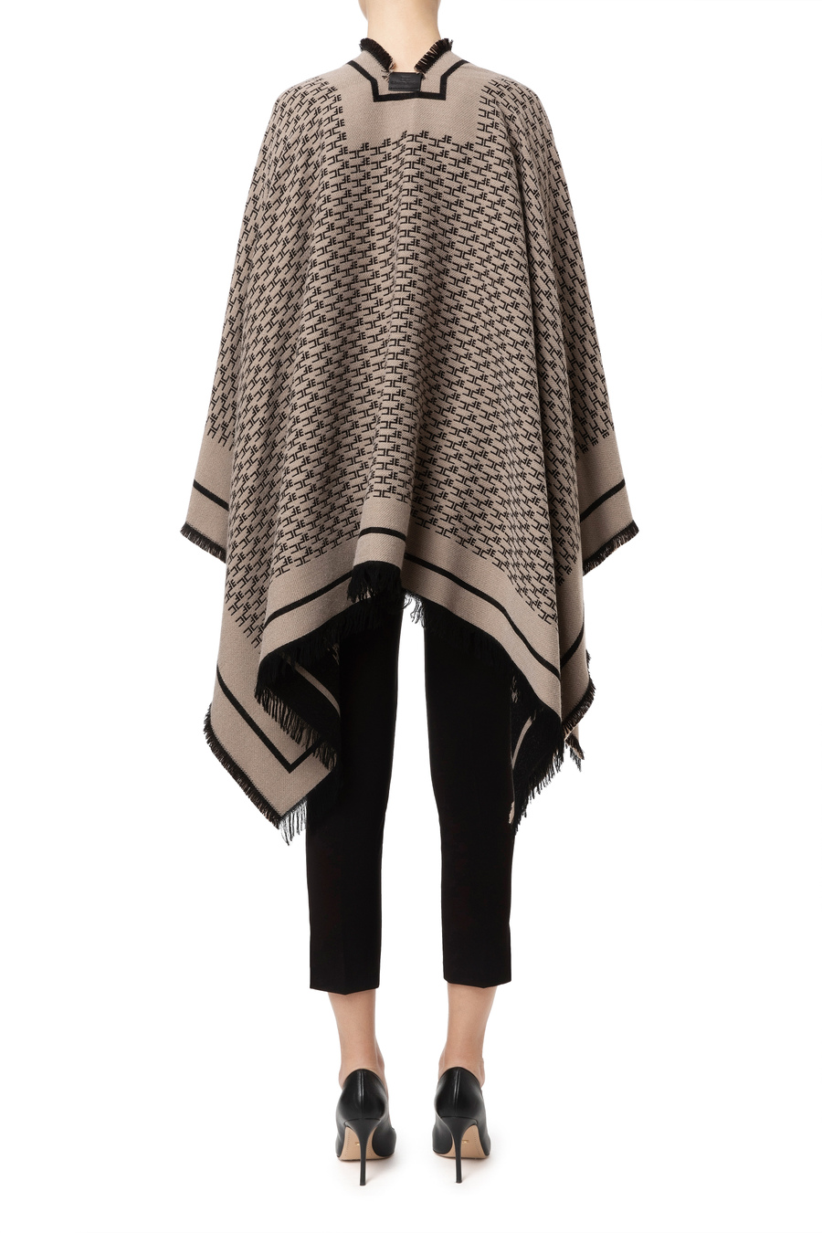 Elisabetta Franchi cape with Monogram pattern - Elisabetta Franchi® Outlet