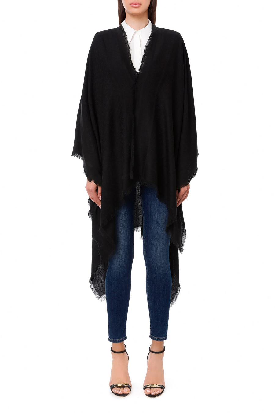 Lightweight cape with elisabetta franchi monogram pattern - Elisabetta Franchi® Outlet