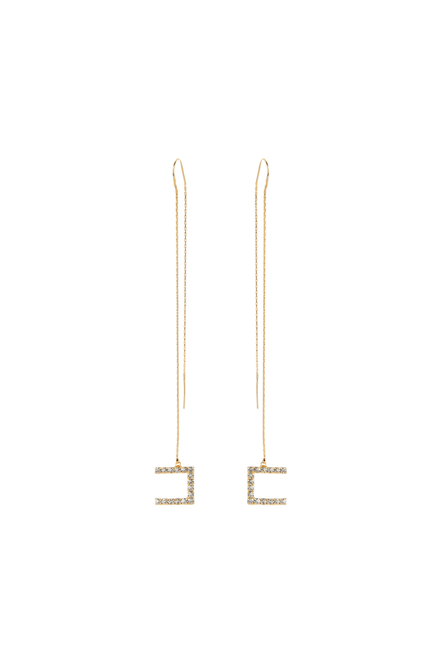 Orecchini pendenti con logo in strass - Elisabetta Franchi® Outlet