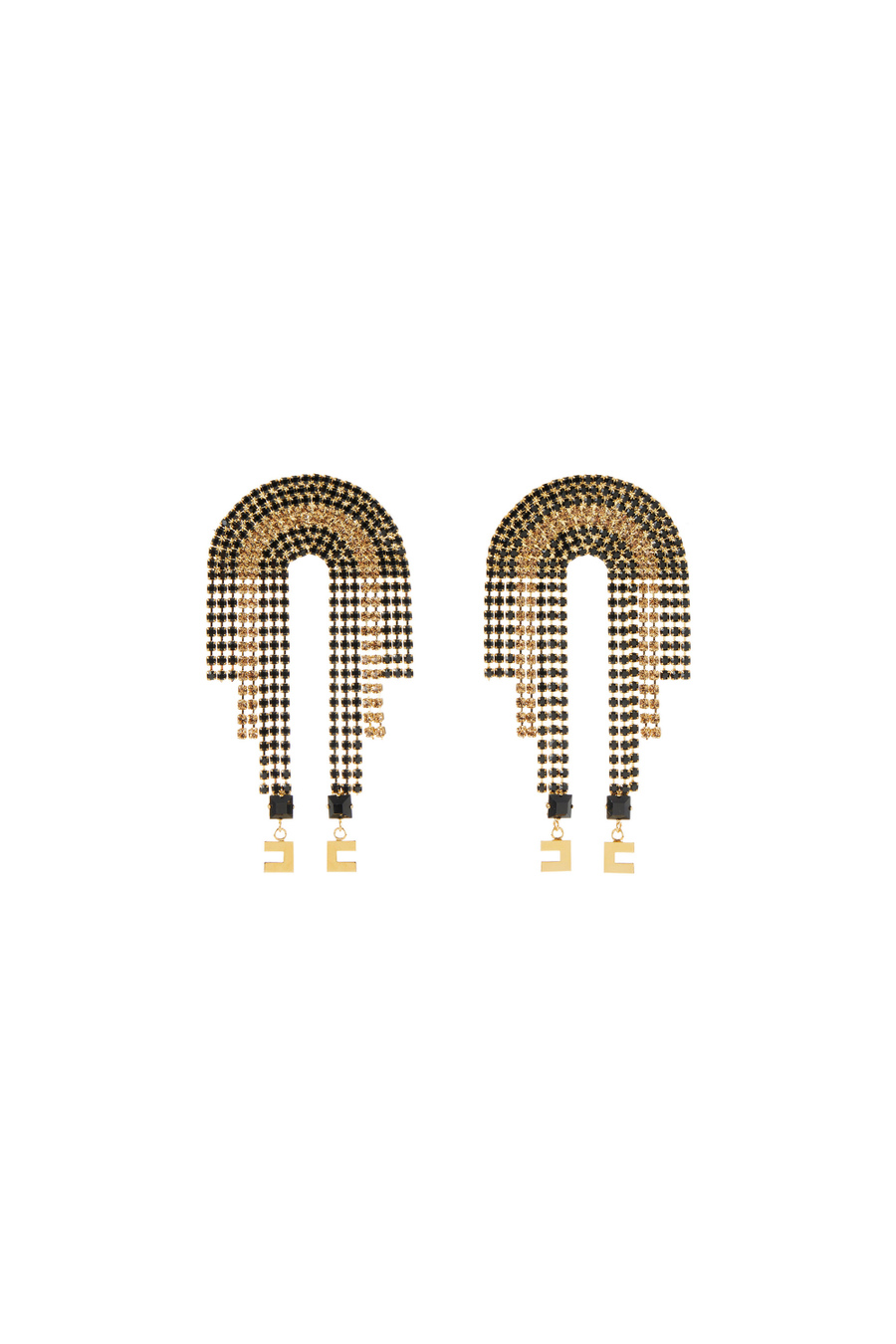 Earrings with rhinestone chain - Elisabetta Franchi® Outlet