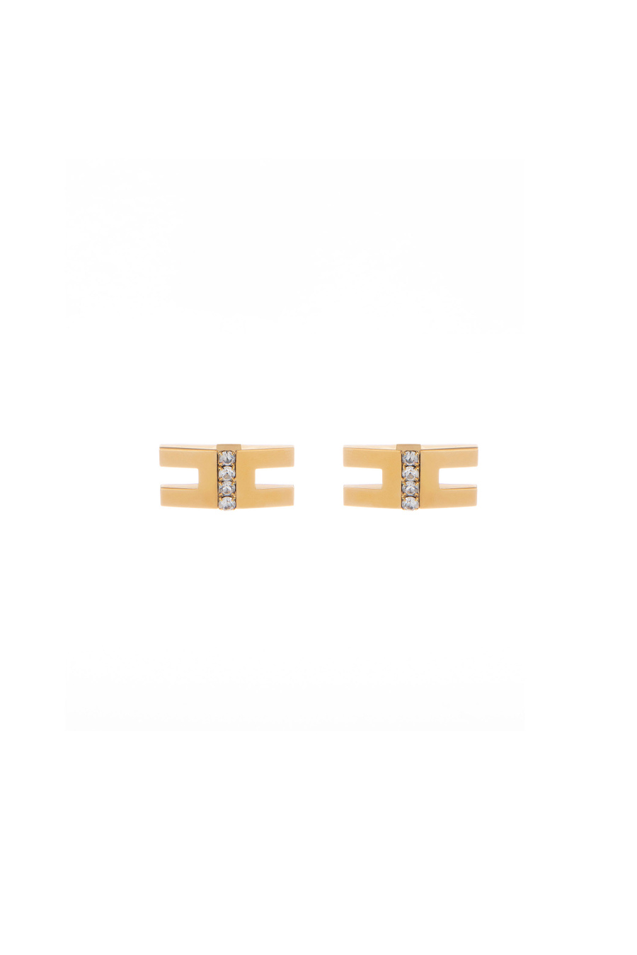Earrings with logo and trilogy rhinestones - Elisabetta Franchi® Outlet