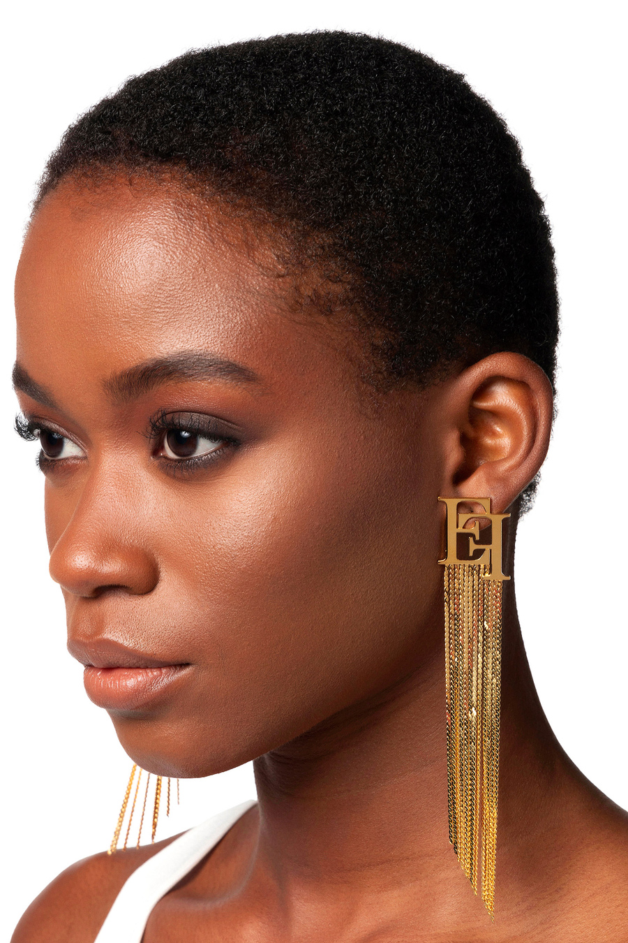 Pendant earrings with logo - Elisabetta Franchi® Outlet