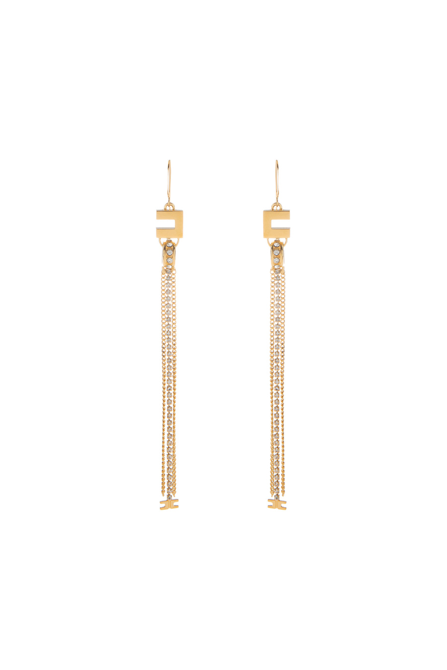 Logo earrings with rhinestone pendants - Elisabetta Franchi® Outlet