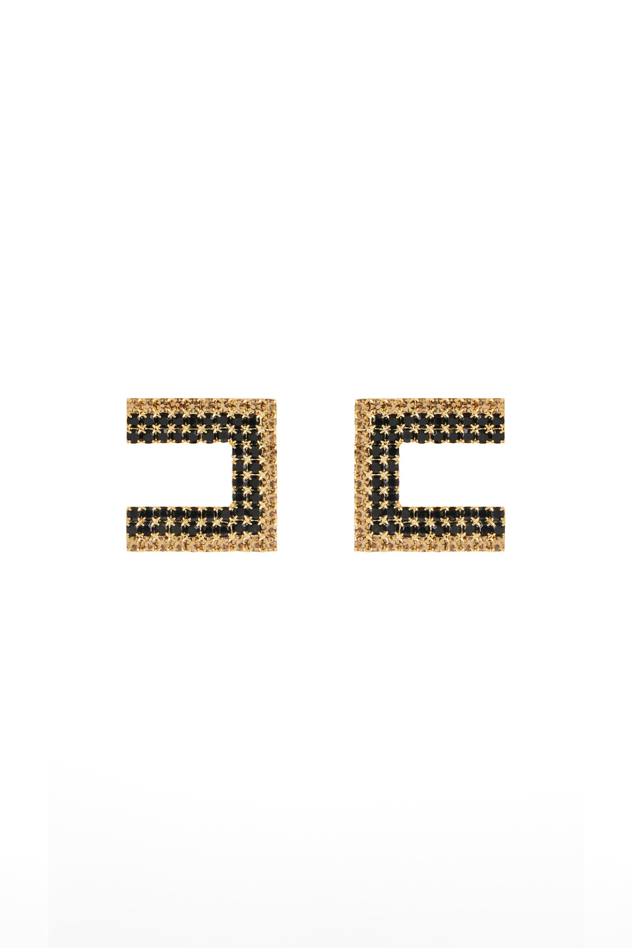 Earrings with two-colour rhinestone chain - Elisabetta Franchi® Outlet
