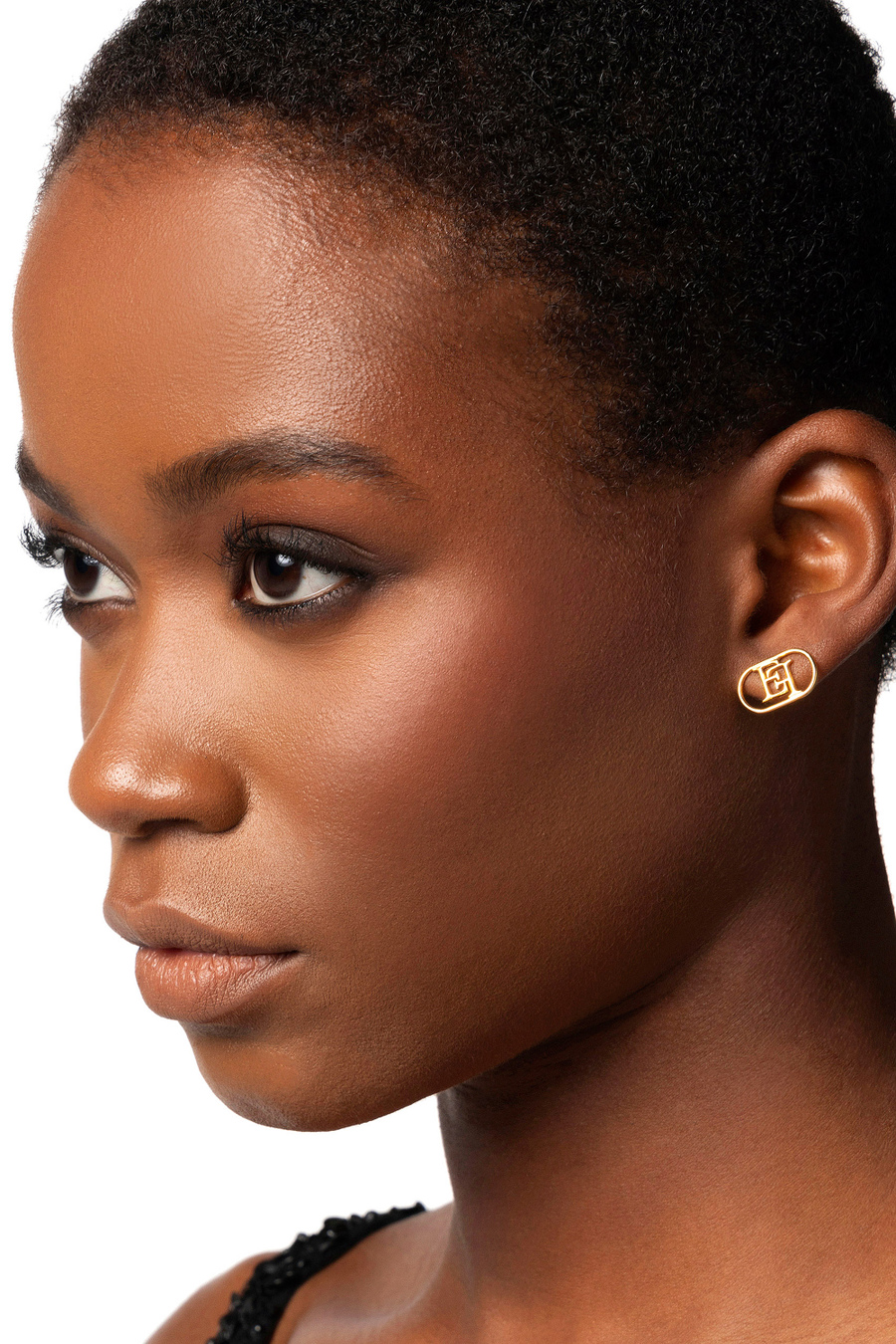 Earrings with oval logo - Elisabetta Franchi® Outlet