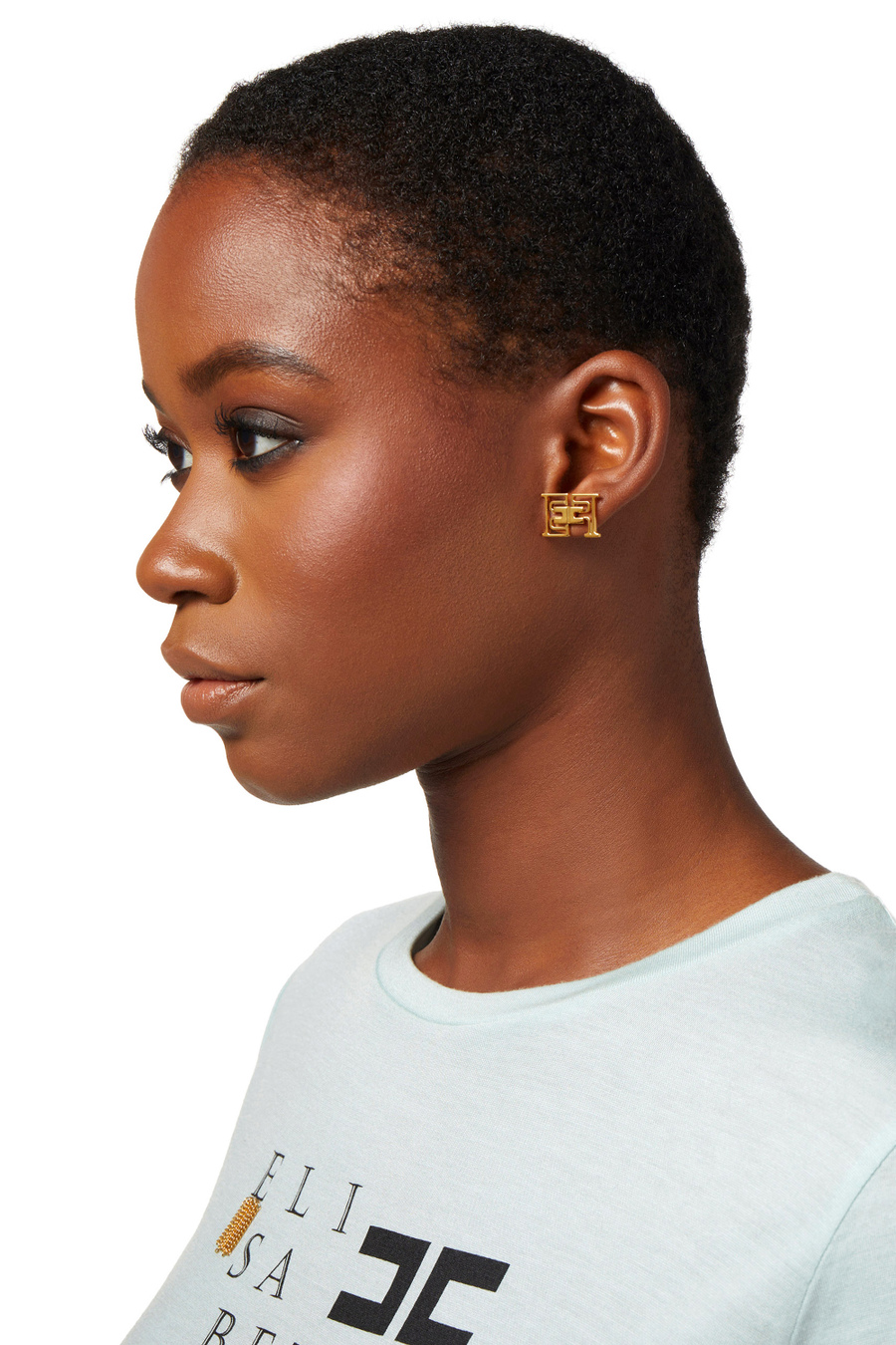 Enamelled earrings with logo - Elisabetta Franchi® Outlet