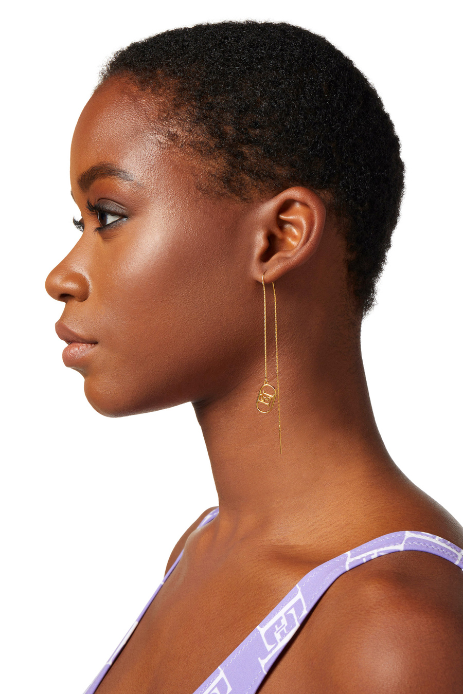 Pendant earrings with logo - Elisabetta Franchi® Outlet