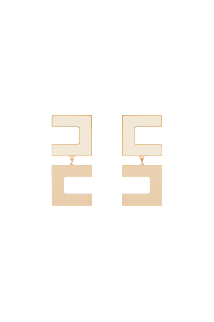 Enamelled earrings with double logo - Elisabetta Franchi® Outlet