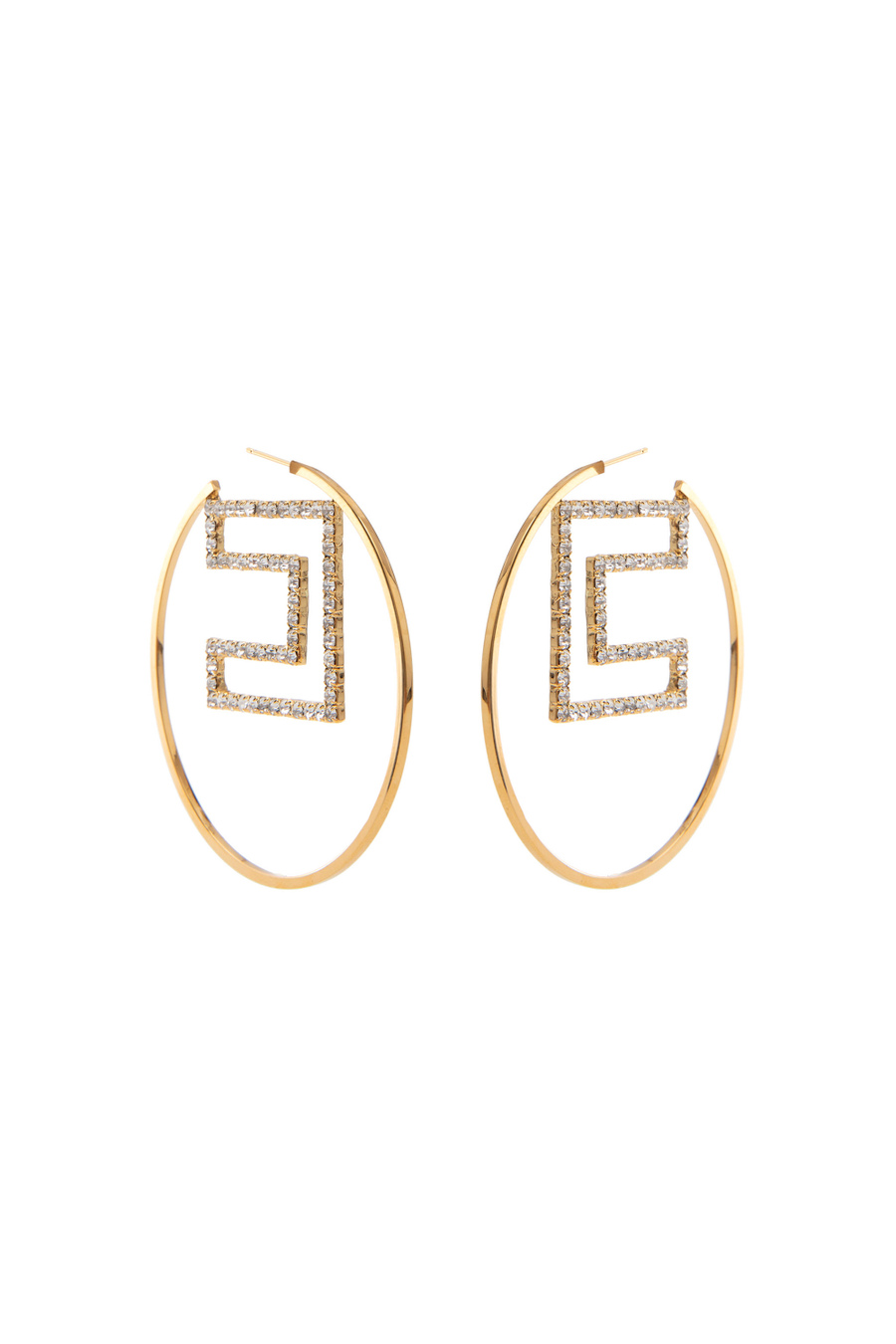 Hoop earrings with rhinestone logo - Elisabetta Franchi® Outlet