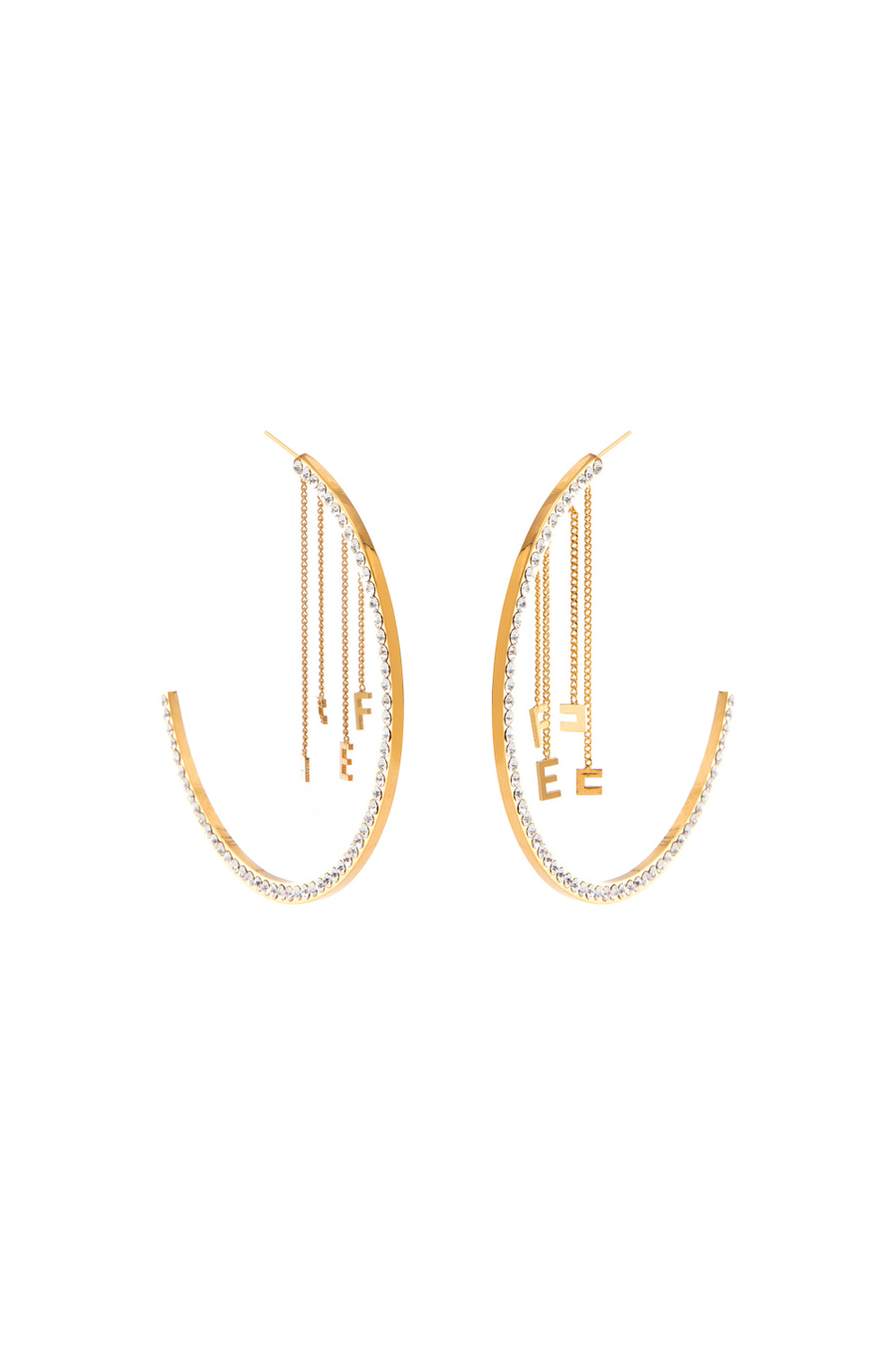 Hoop earrings with groumette and charms - Elisabetta Franchi® Outlet