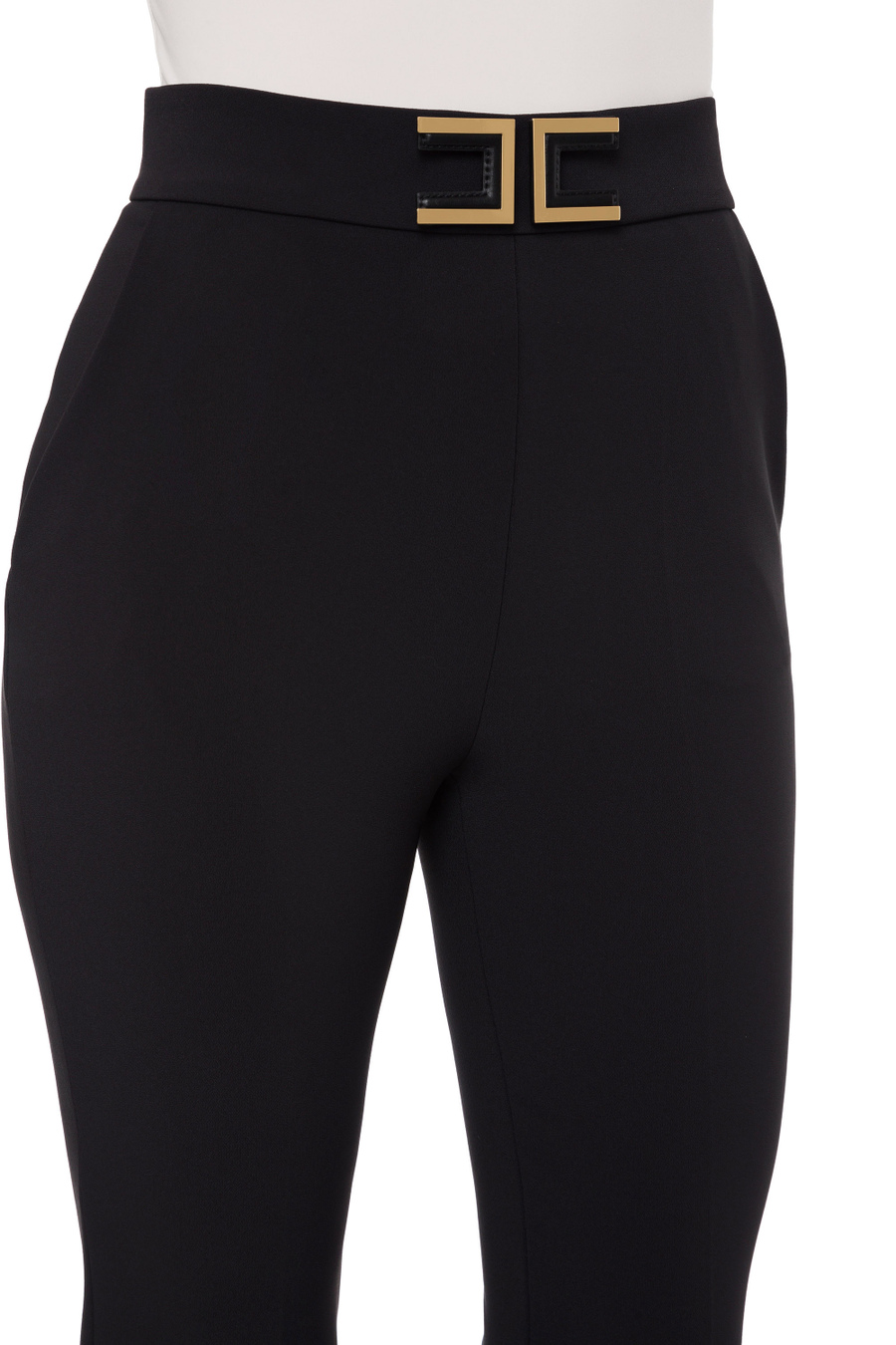 Cigarette trousers with logo - Elisabetta Franchi® Outlet