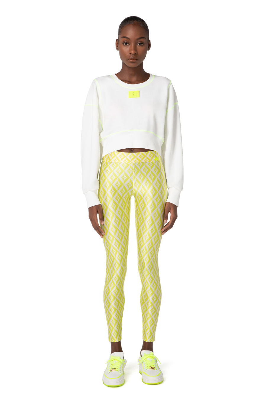 Lycra leggings with diamond print - Elisabetta Franchi® Outlet