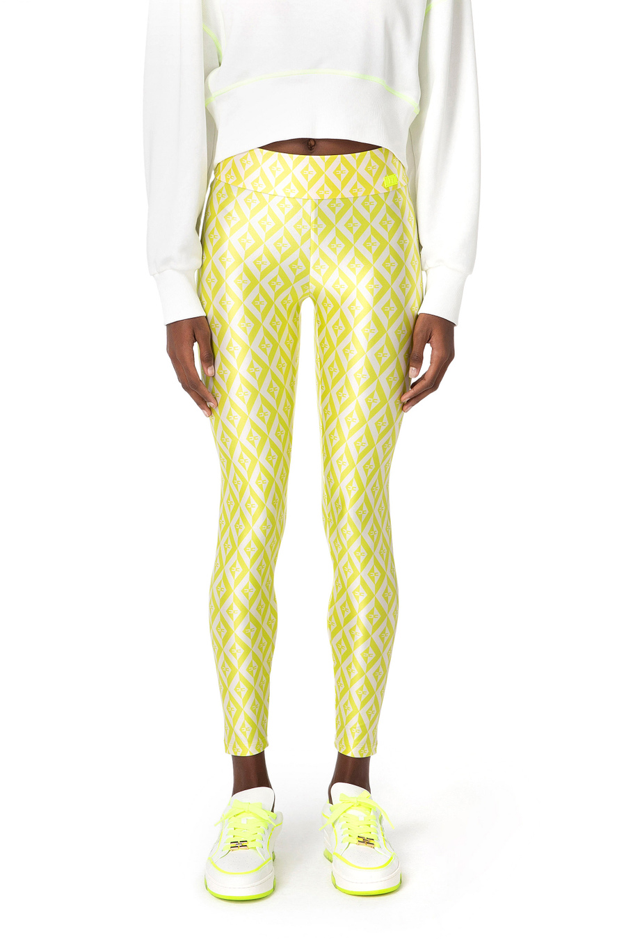 Lycra leggings with diamond print - Elisabetta Franchi® Outlet
