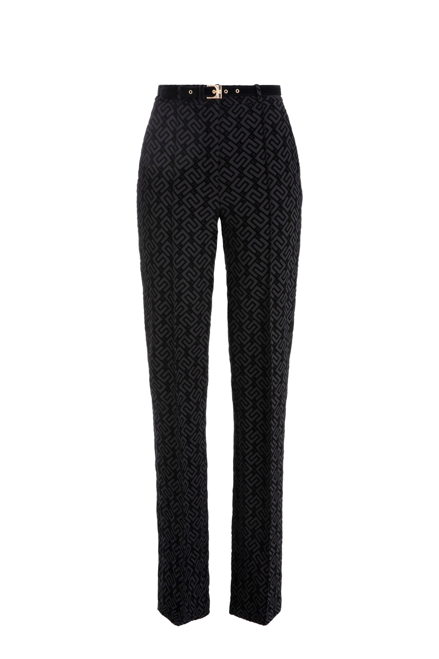 Straight crêpe trousers with flock print - Elisabetta Franchi® Outlet