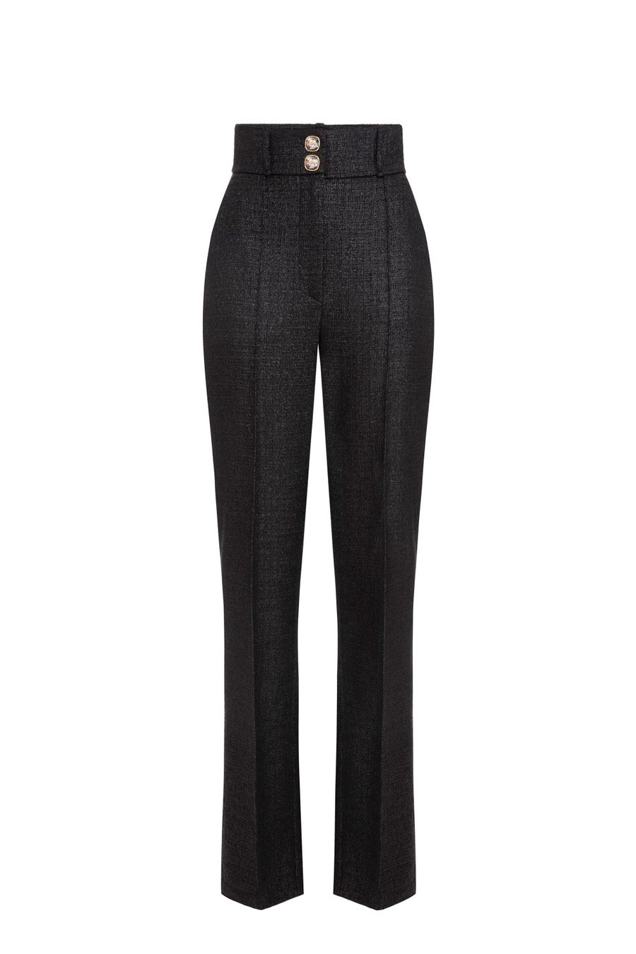 Pantalone dritto in tweed laminato - Elisabetta Franchi® Outlet