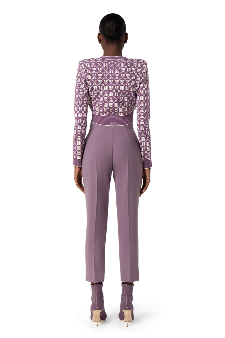 Straight trousers in crêpe fabric with horsebit - Elisabetta Franchi® Outlet