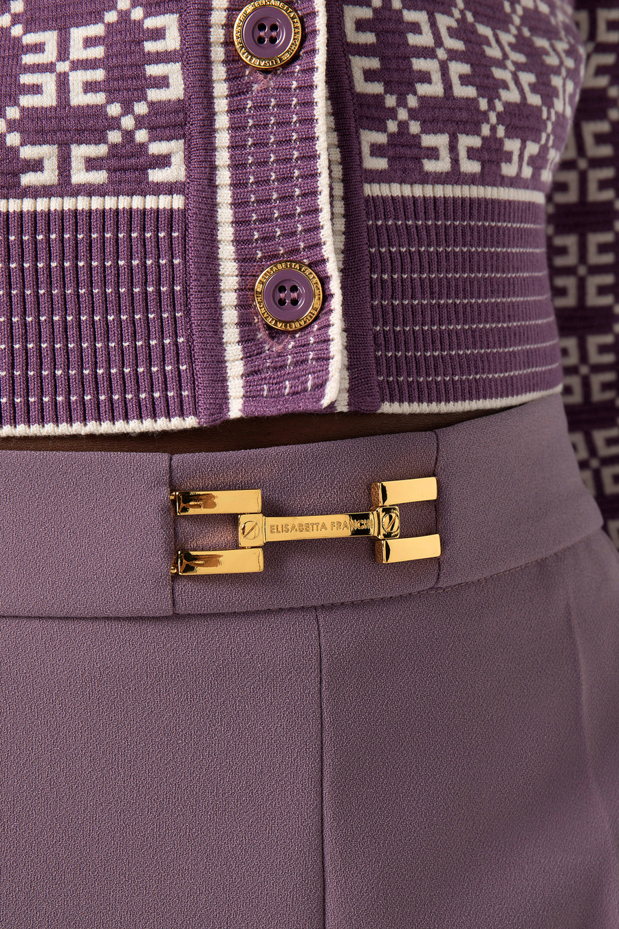 Straight trousers in crêpe fabric with horsebit - Elisabetta Franchi® Outlet