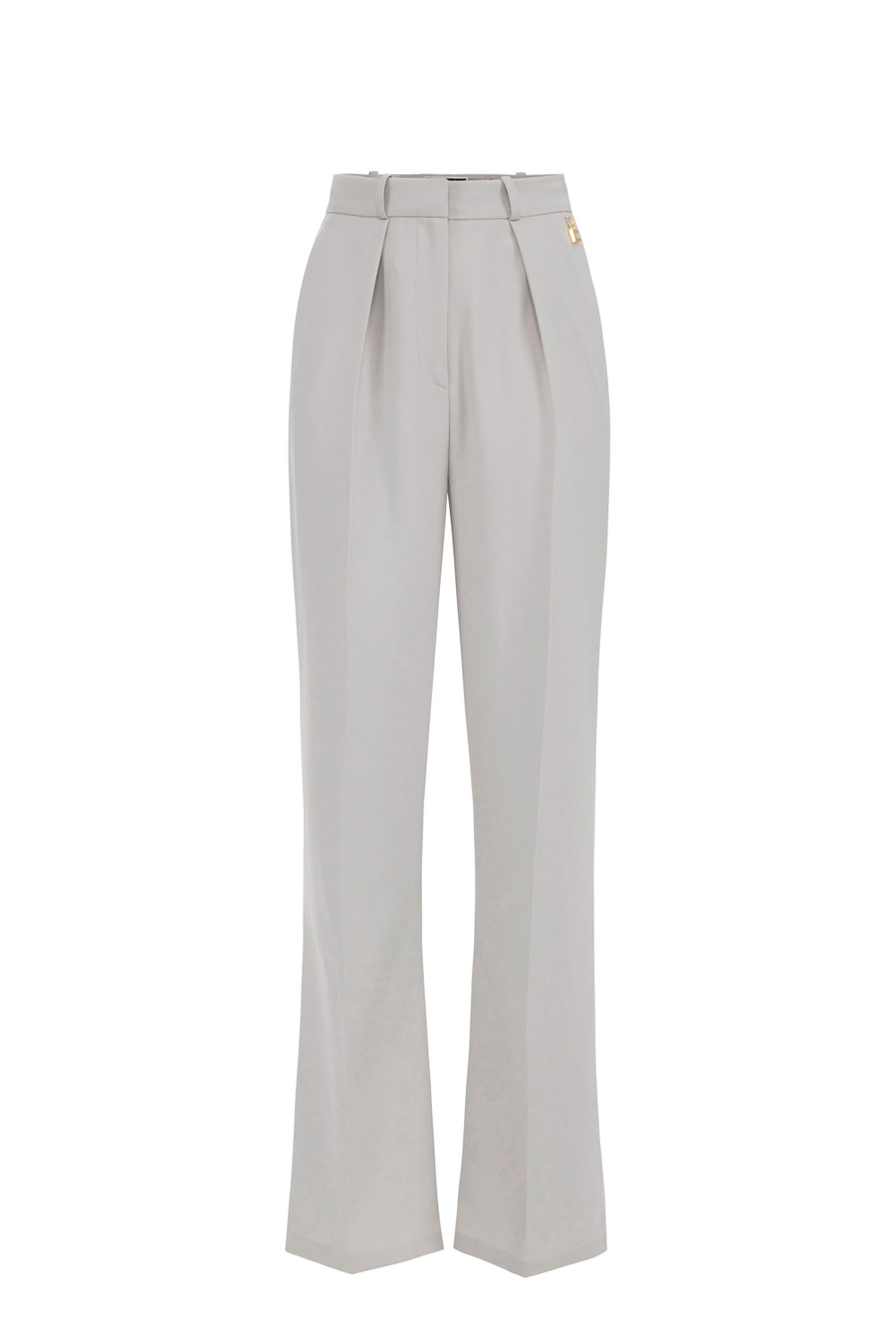 Straight trousers in woven crêpe fabric with darts - Elisabetta Franchi® Outlet