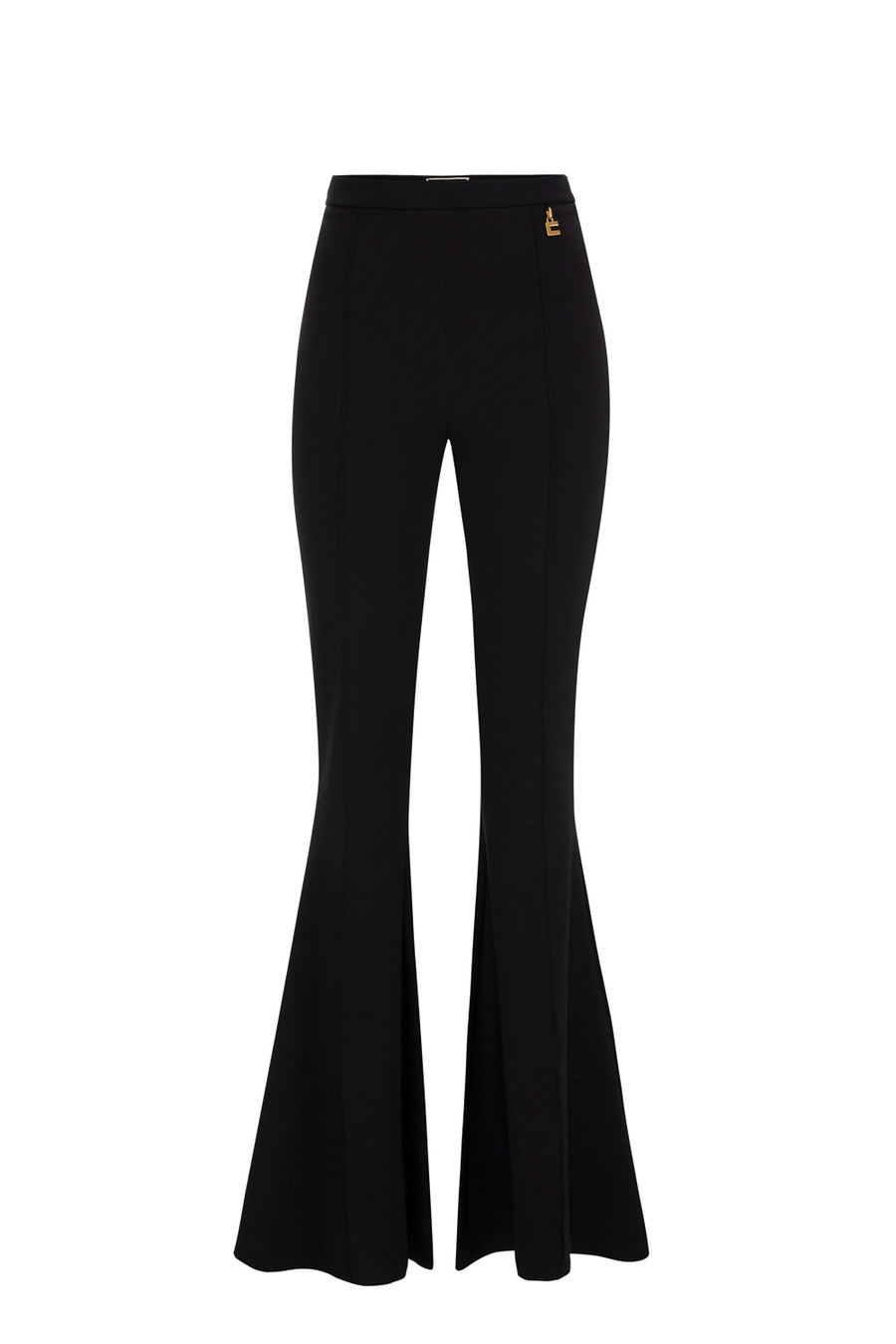 Schlaghose aus Stretch-Crêpe mit Charms - Elisabetta Franchi® Outlet