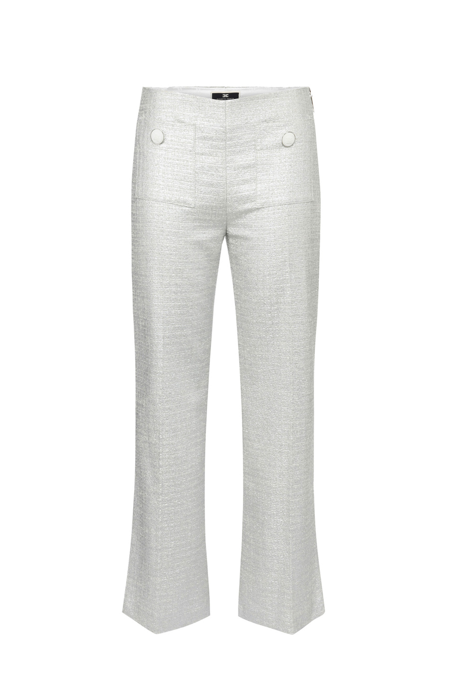 Pantalone dritto in tweed laminato - Elisabetta Franchi® Outlet