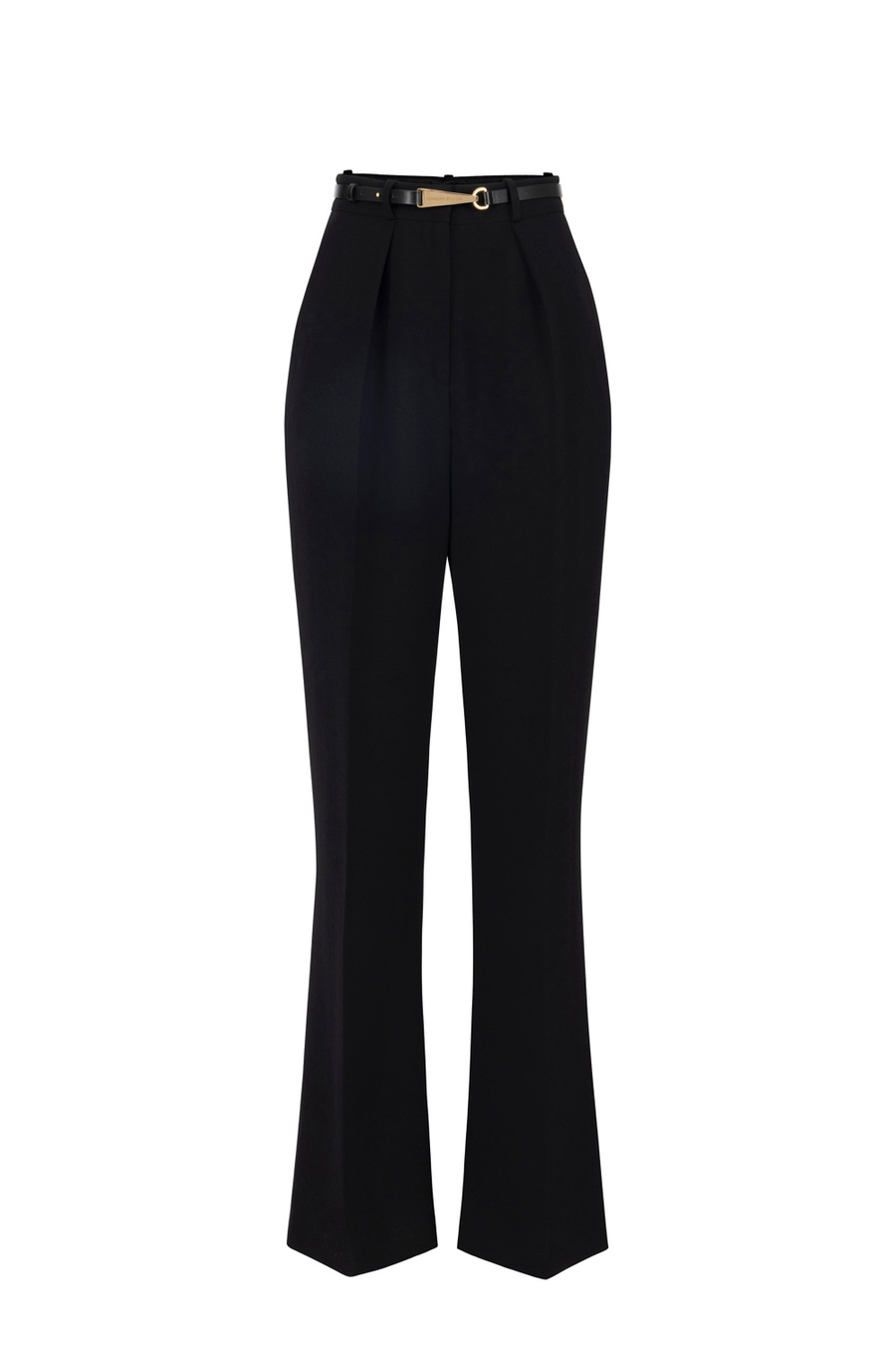 Straight trousers in lightweight crêpe fabric with snap hook - Elisabetta Franchi® Outlet