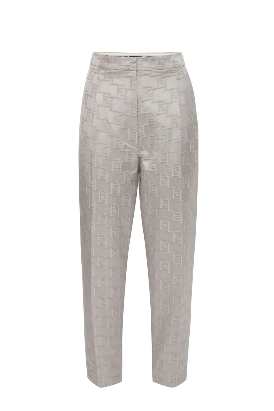 Straight trousers in jacquard satin with darts - Elisabetta Franchi® Outlet