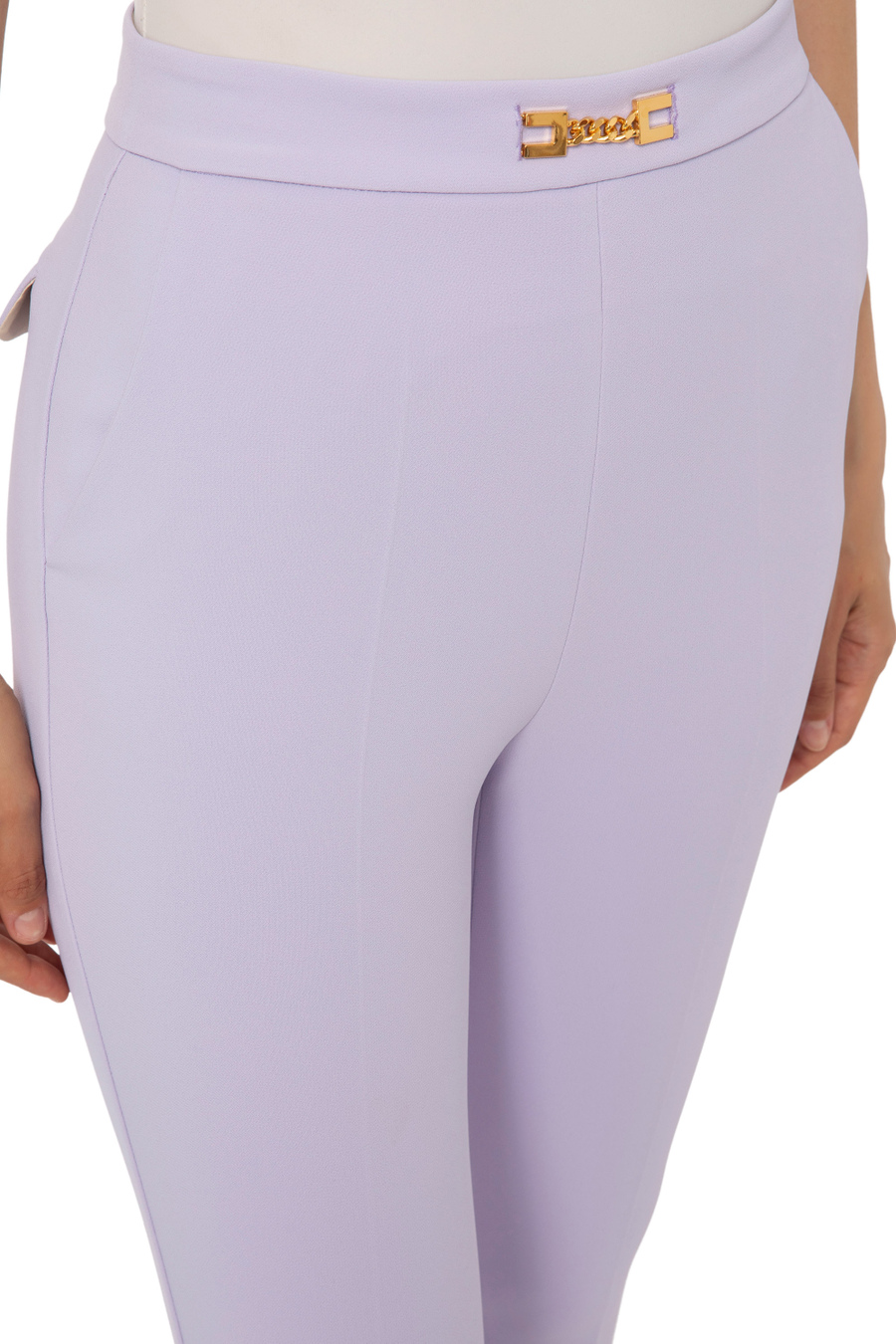 Pantalone gamba dritta con cintura logata - Elisabetta Franchi® Outlet