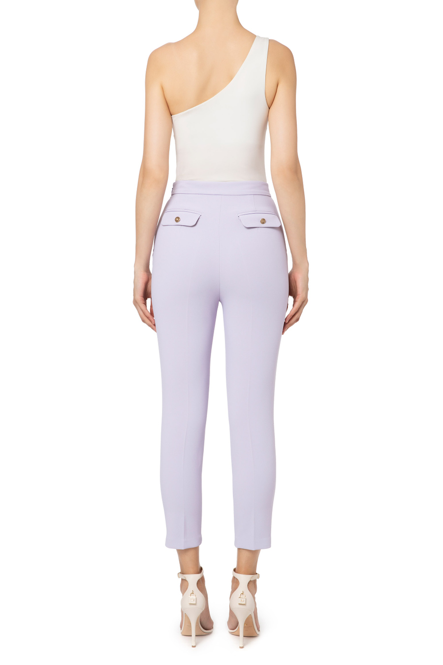 Pantalone gamba dritta con cintura logata - Elisabetta Franchi® Outlet