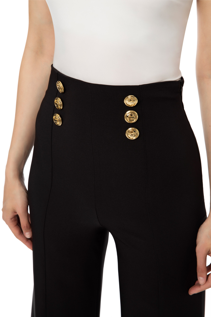 Pantalone a zampa con bottoni - Elisabetta Franchi® Outlet