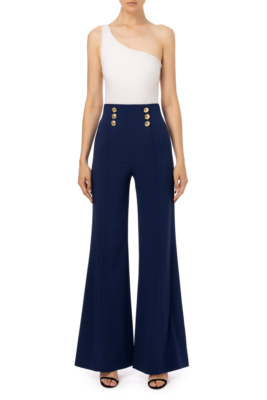 Pantalone a zampa con bottoni - Elisabetta Franchi® Outlet