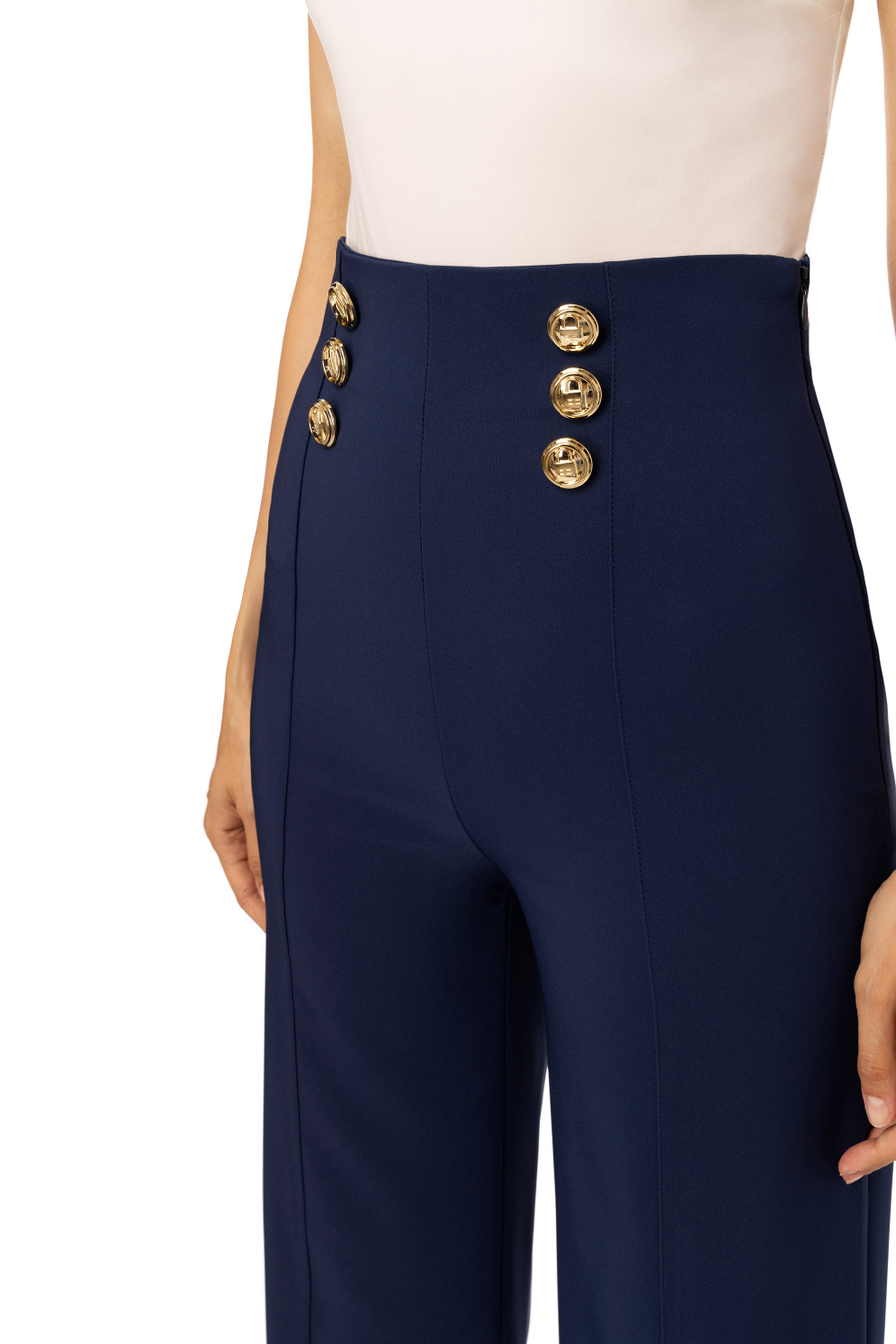 Pantalone a zampa con bottoni - Elisabetta Franchi® Outlet