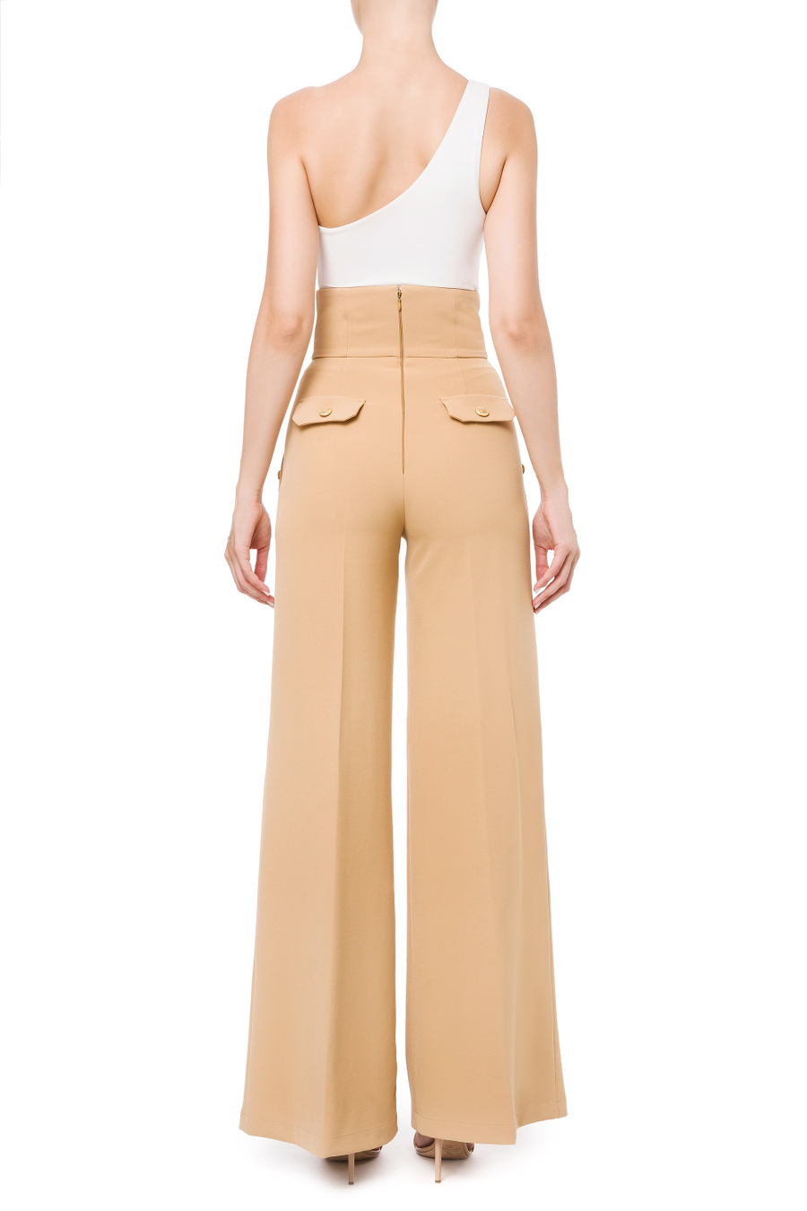 Palazzo trousers with gold buttons - Elisabetta Franchi® Outlet