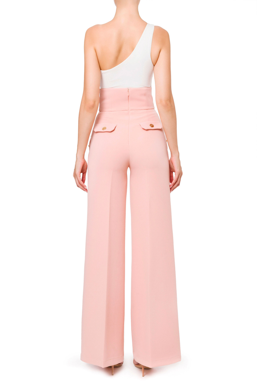 Palazzo trousers with gold buttons - Elisabetta Franchi® Outlet