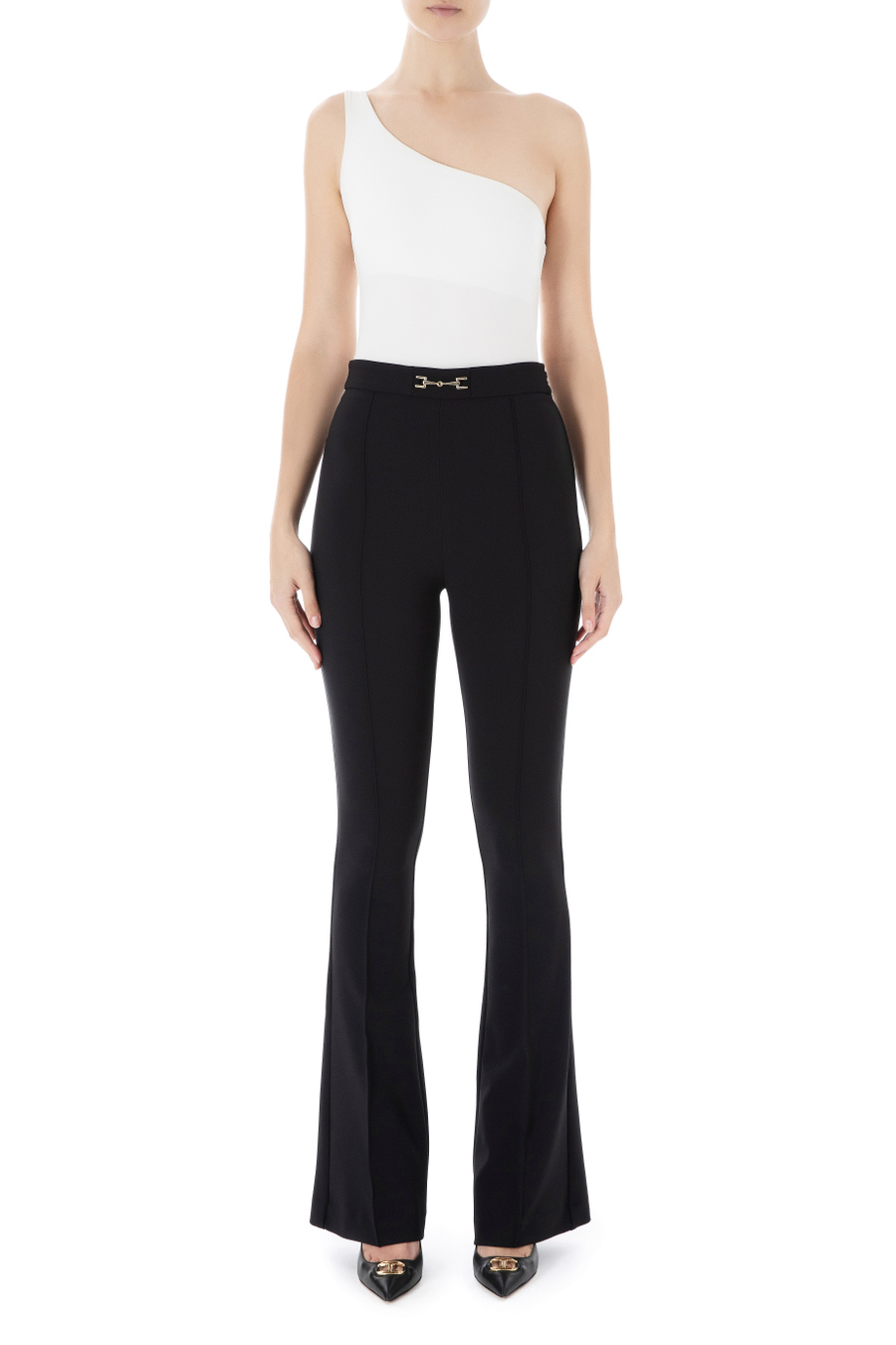 High waist palazzo trousers by Elisabetta Franchi - Elisabetta Franchi® Outlet