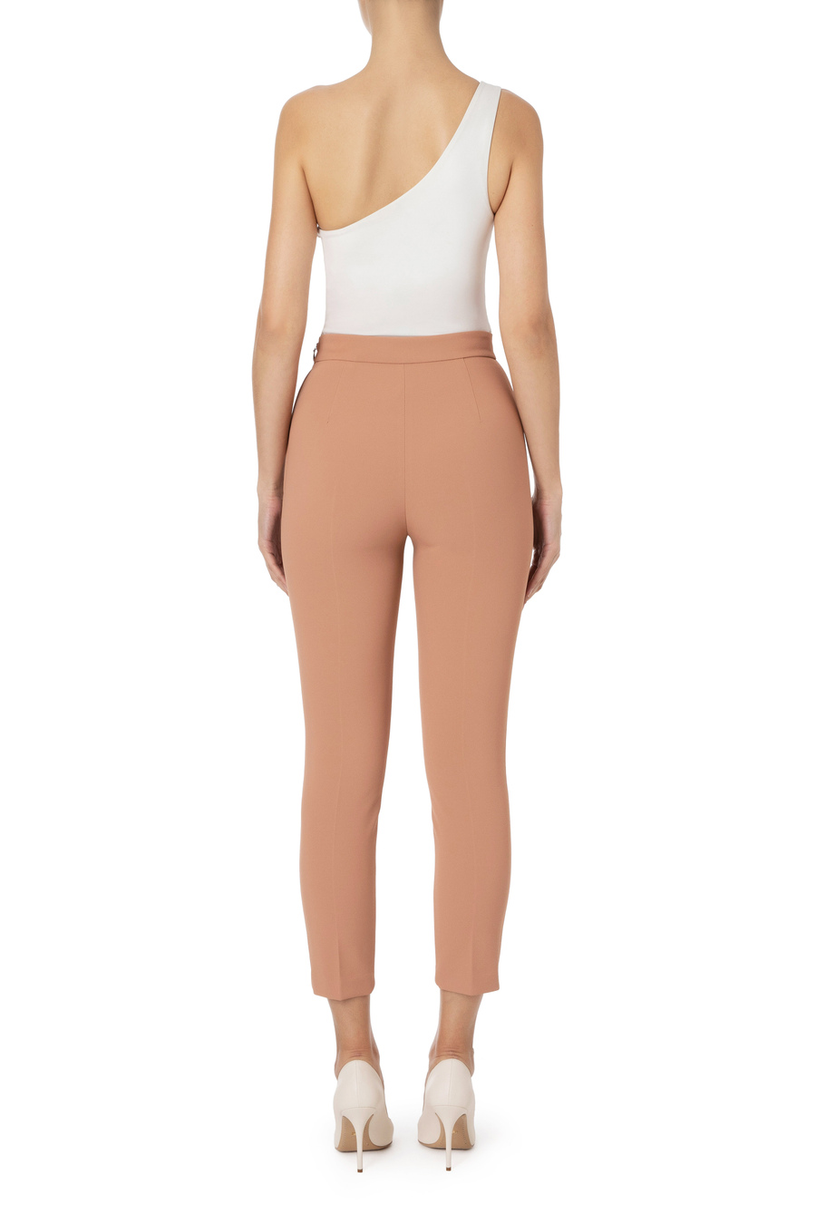 Trousers with light gold logo - Elisabetta Franchi® Outlet