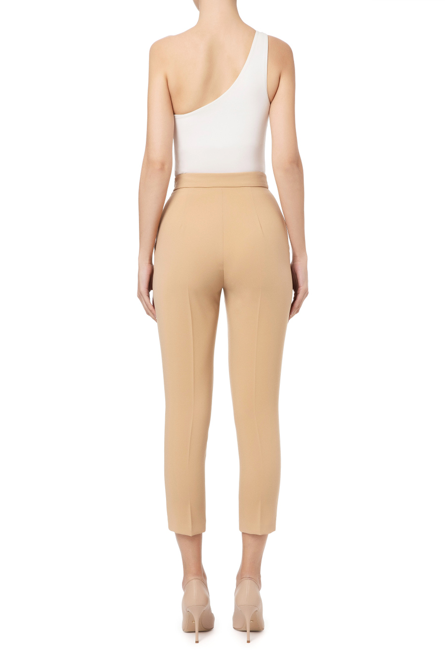 Pantalone gamba dritta con cintura logata - Elisabetta Franchi® Outlet
