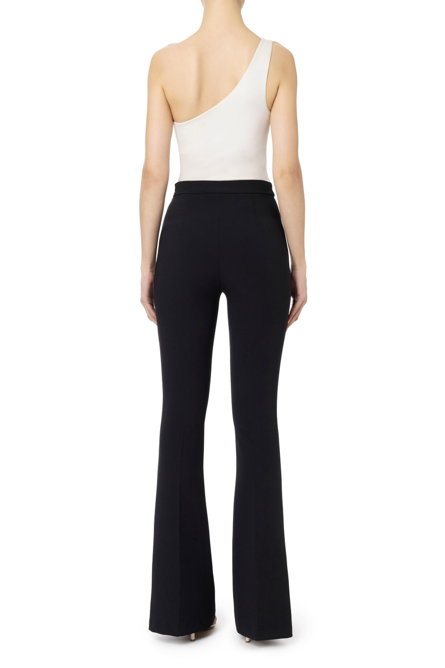 Pantalone palazzo in doppio crêpe con placca metallica - Elisabetta Franchi® Outlet