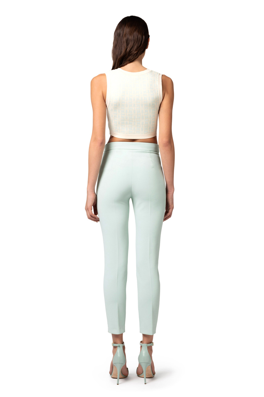 Gerade geschnittene Hose aus Stretch-Crêpe - Elisabetta Franchi® Outlet