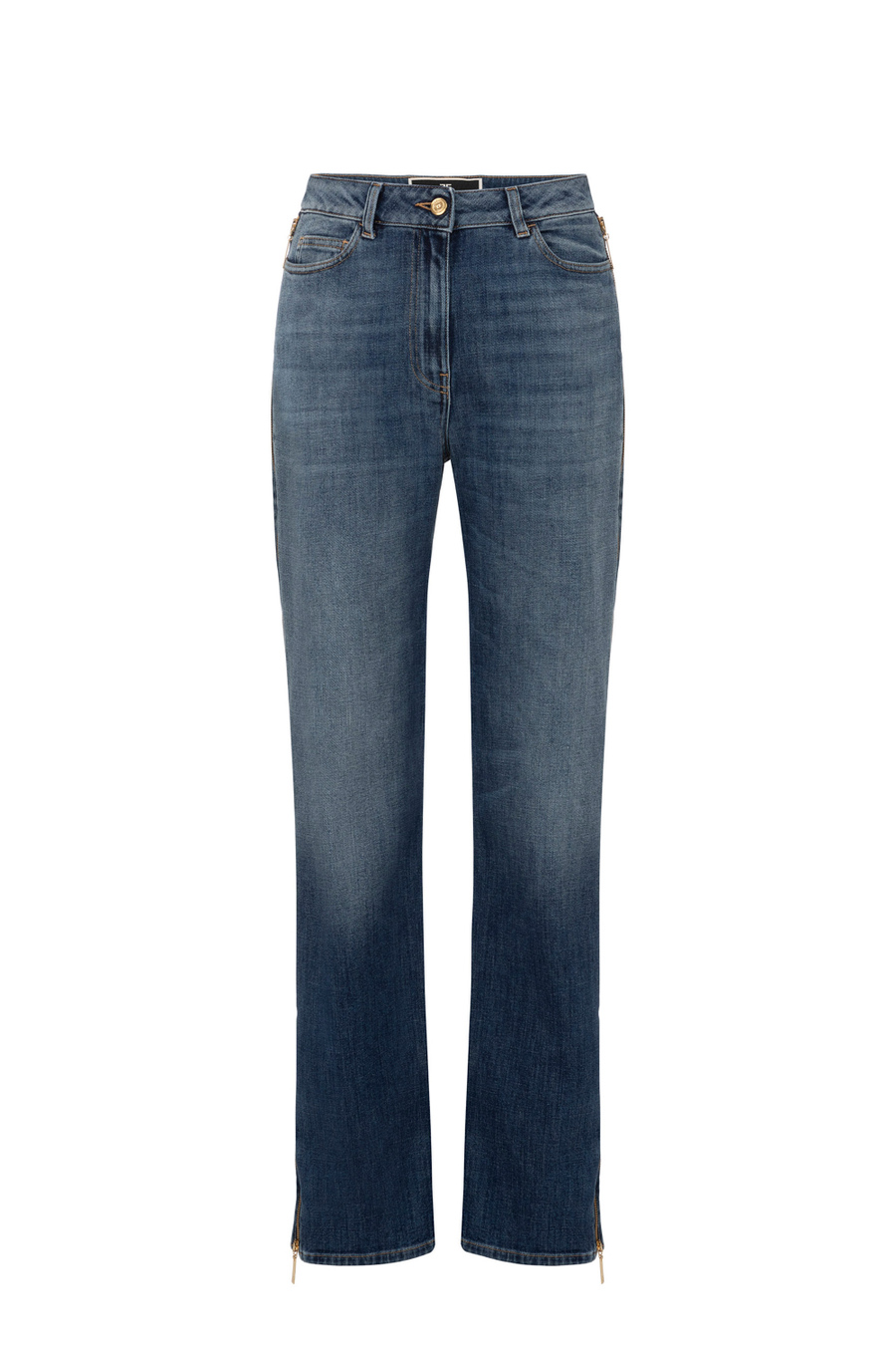 Palazzo jeans with maxi zip - Elisabetta Franchi® Outlet
