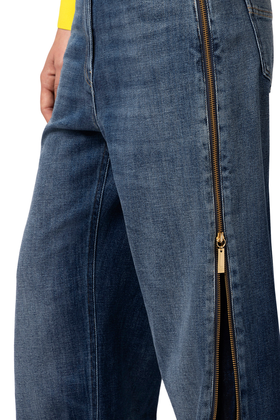 Palazzo jeans with maxi zip - Elisabetta Franchi® Outlet