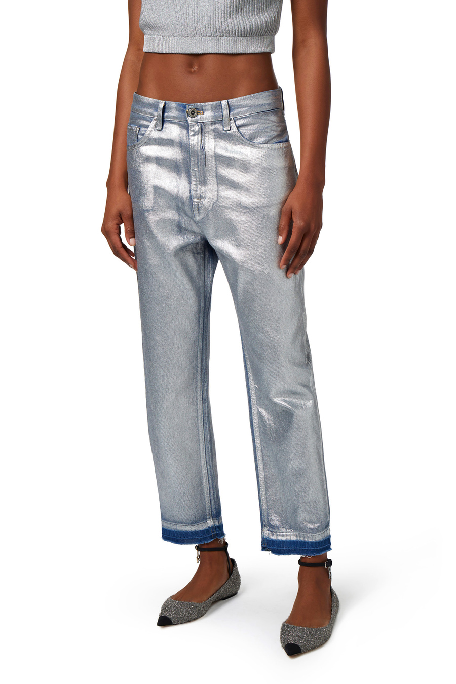 Laminated boyfriend jeans - Elisabetta Franchi® Outlet