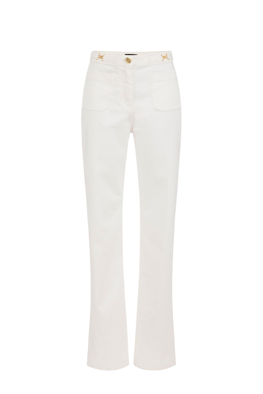 Straight jeans with patch pockets - Elisabetta Franchi® Outlet