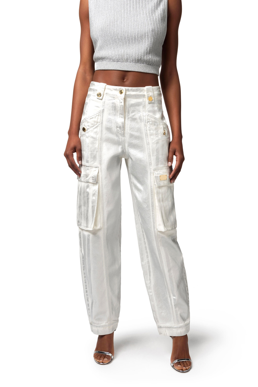Laminated cargo jeans - Elisabetta Franchi® Outlet