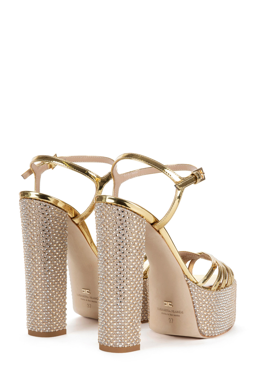 Platform sandal in metallic fabric - Elisabetta Franchi® Outlet
