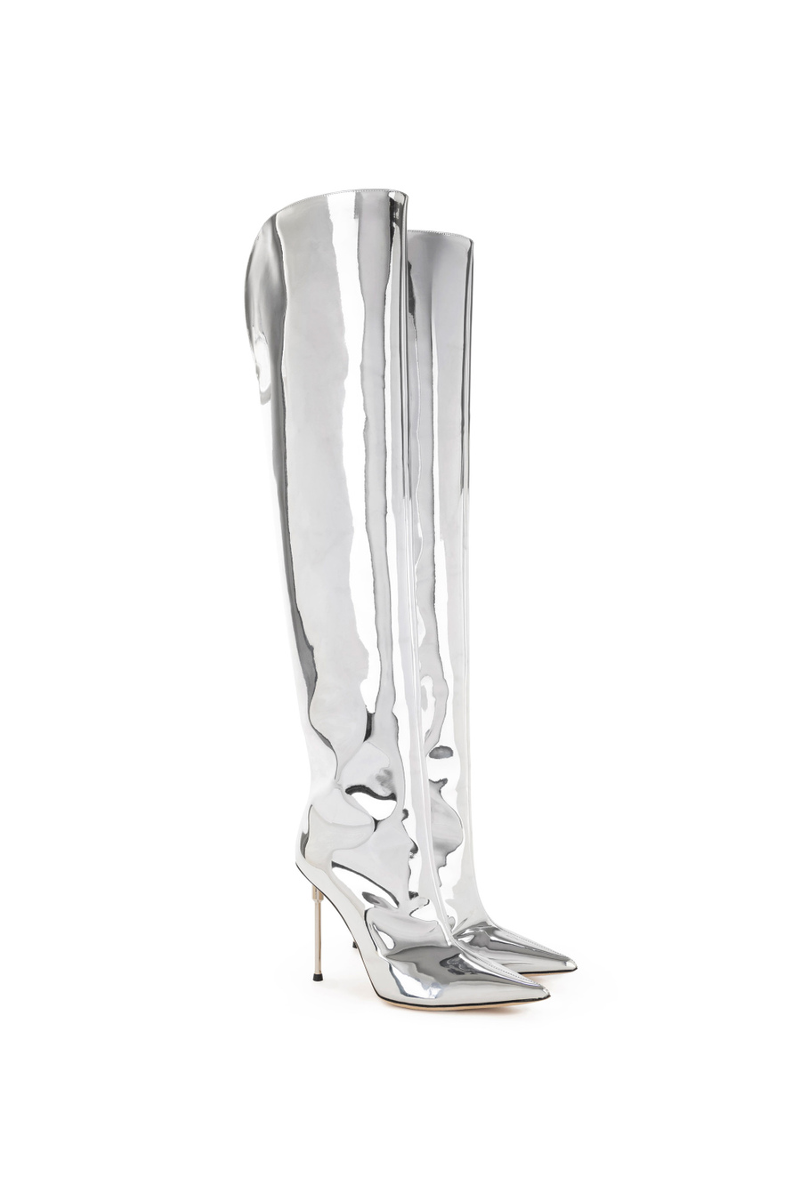 Stivali cuissard in tessuto specchiato - Elisabetta Franchi® Outlet