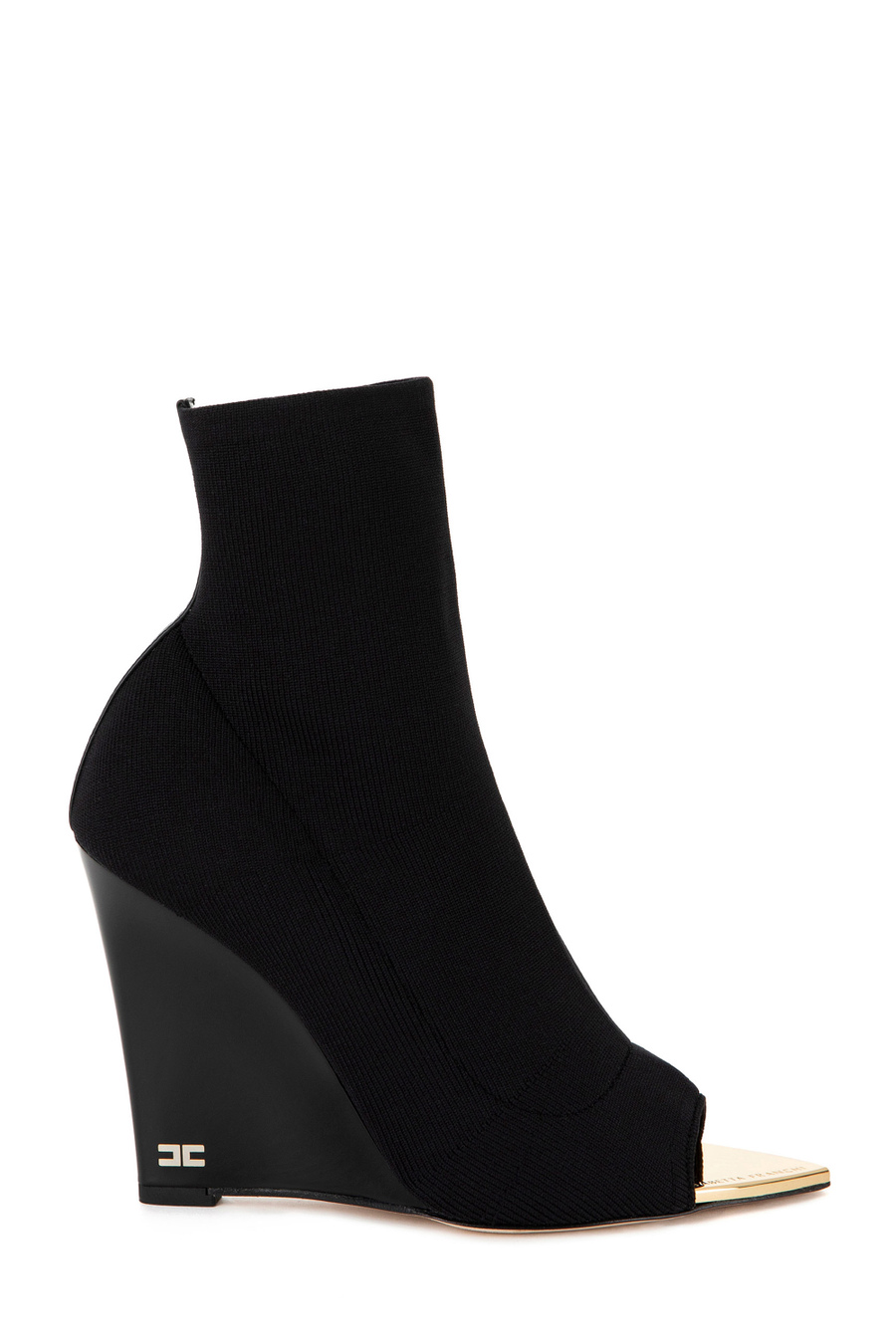 Bottines en tricot avec semelle compensée et bout ouvert - Elisabetta Franchi® Outlet