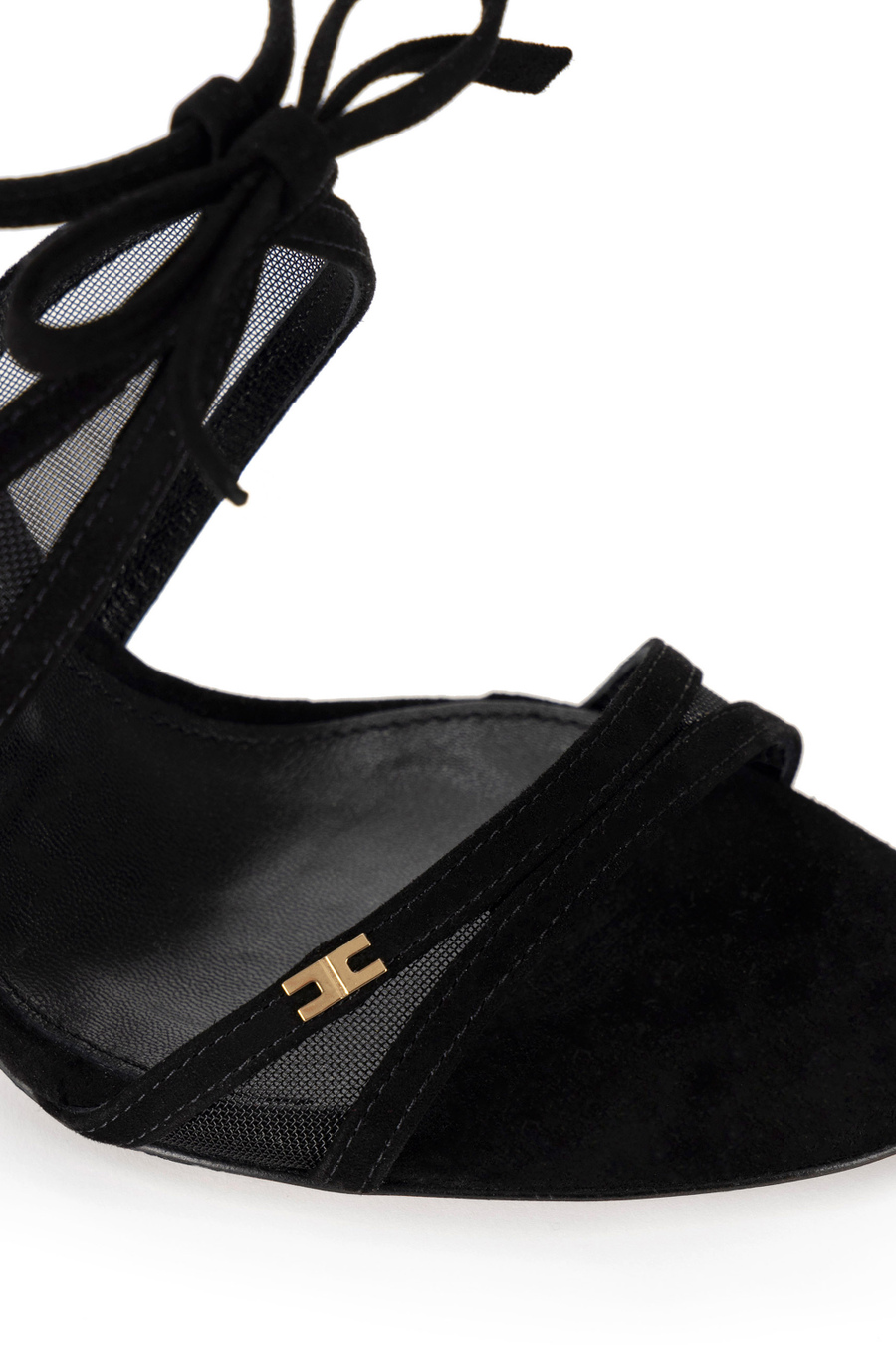 Suede sandals with bow - Elisabetta Franchi® Outlet
