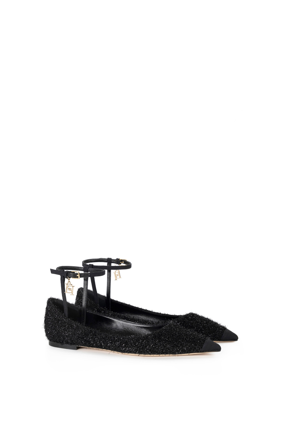 Metallic fabric flats - Elisabetta Franchi® Outlet
