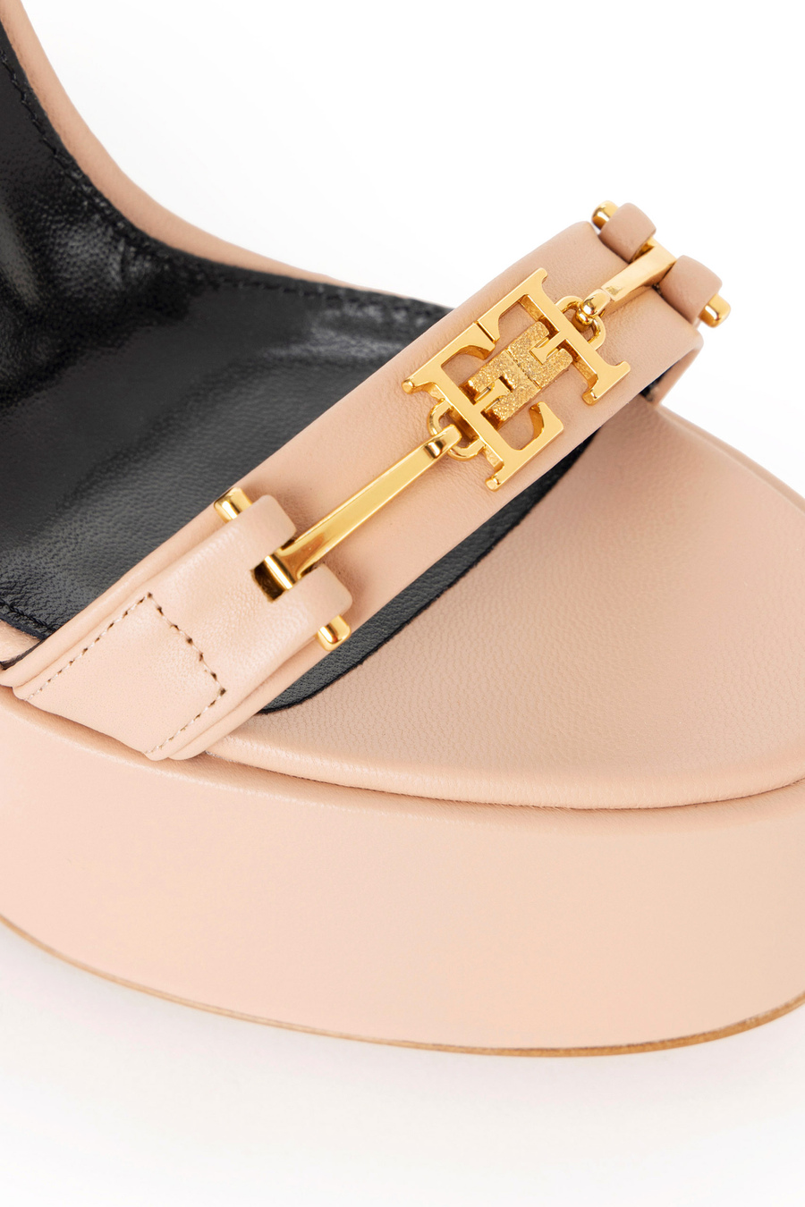 Leather sandals with platform - Elisabetta Franchi® Outlet